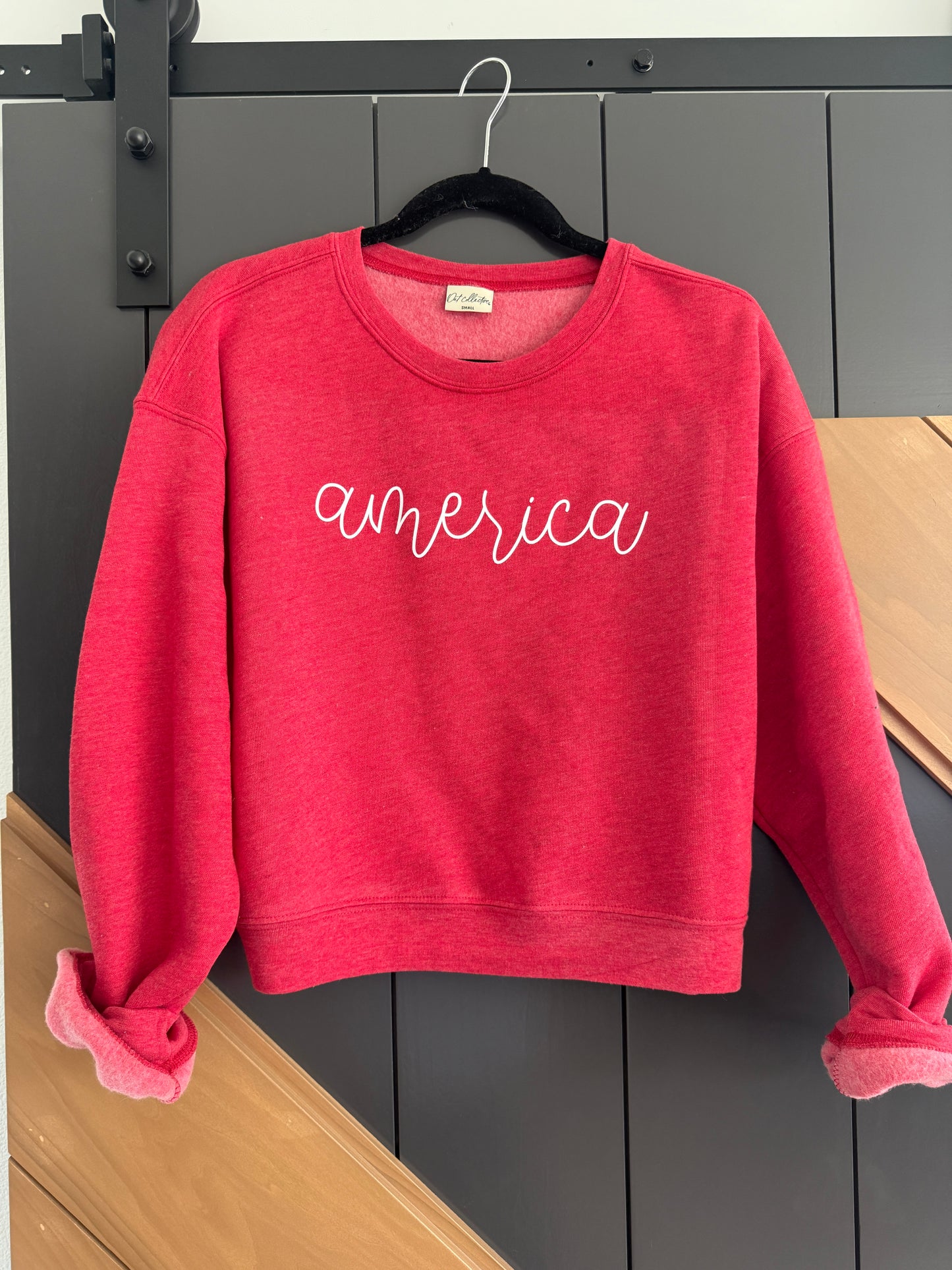 america cropped crewneck