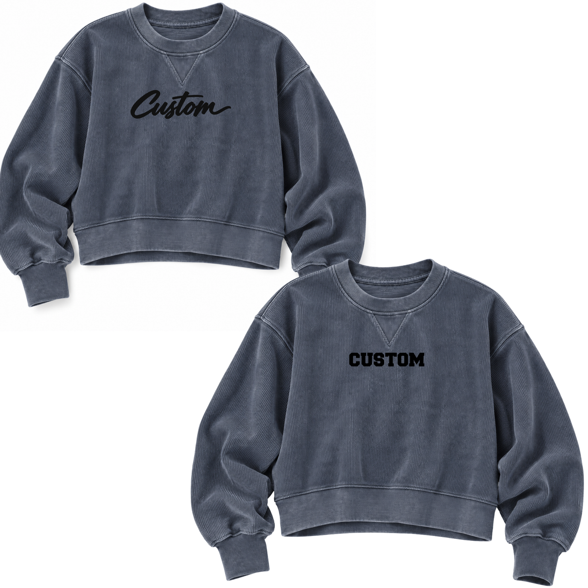 Grey Corded Boxy Pullover