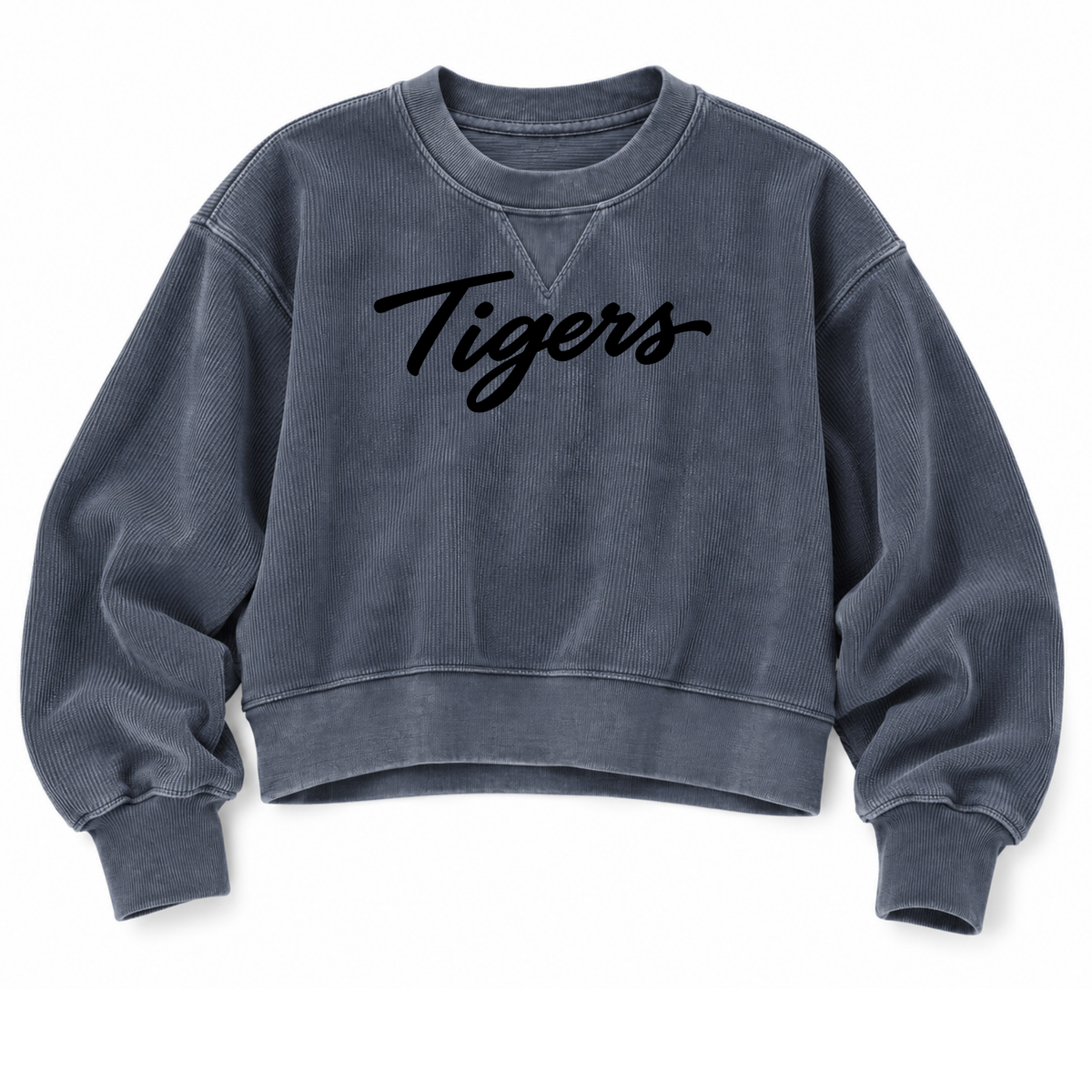 Grey Corded Boxy Pullover