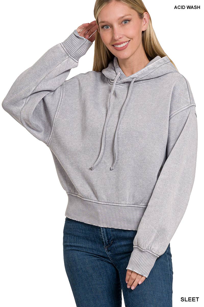 Custom Acid Wash Fleece Cropped Hoodie