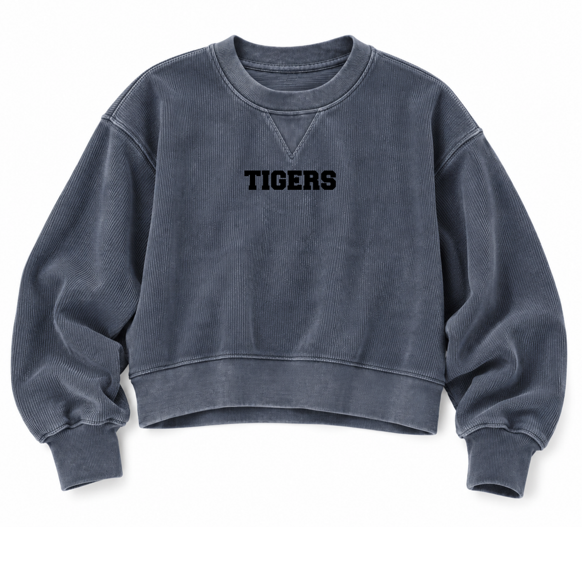 Grey Corded Boxy Pullover