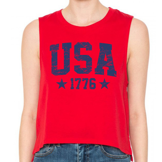 USA 1776 Red Cropped Tank