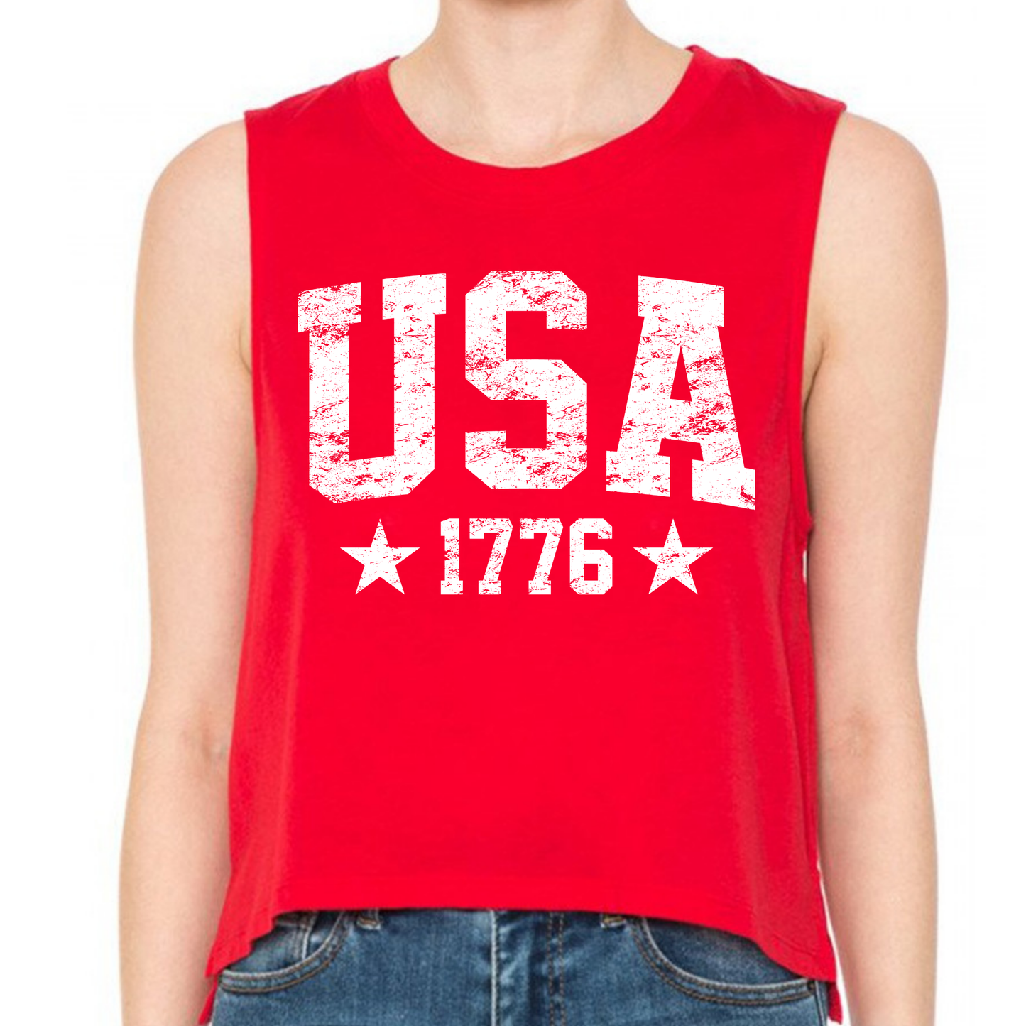 USA 1776 Red Cropped Tank