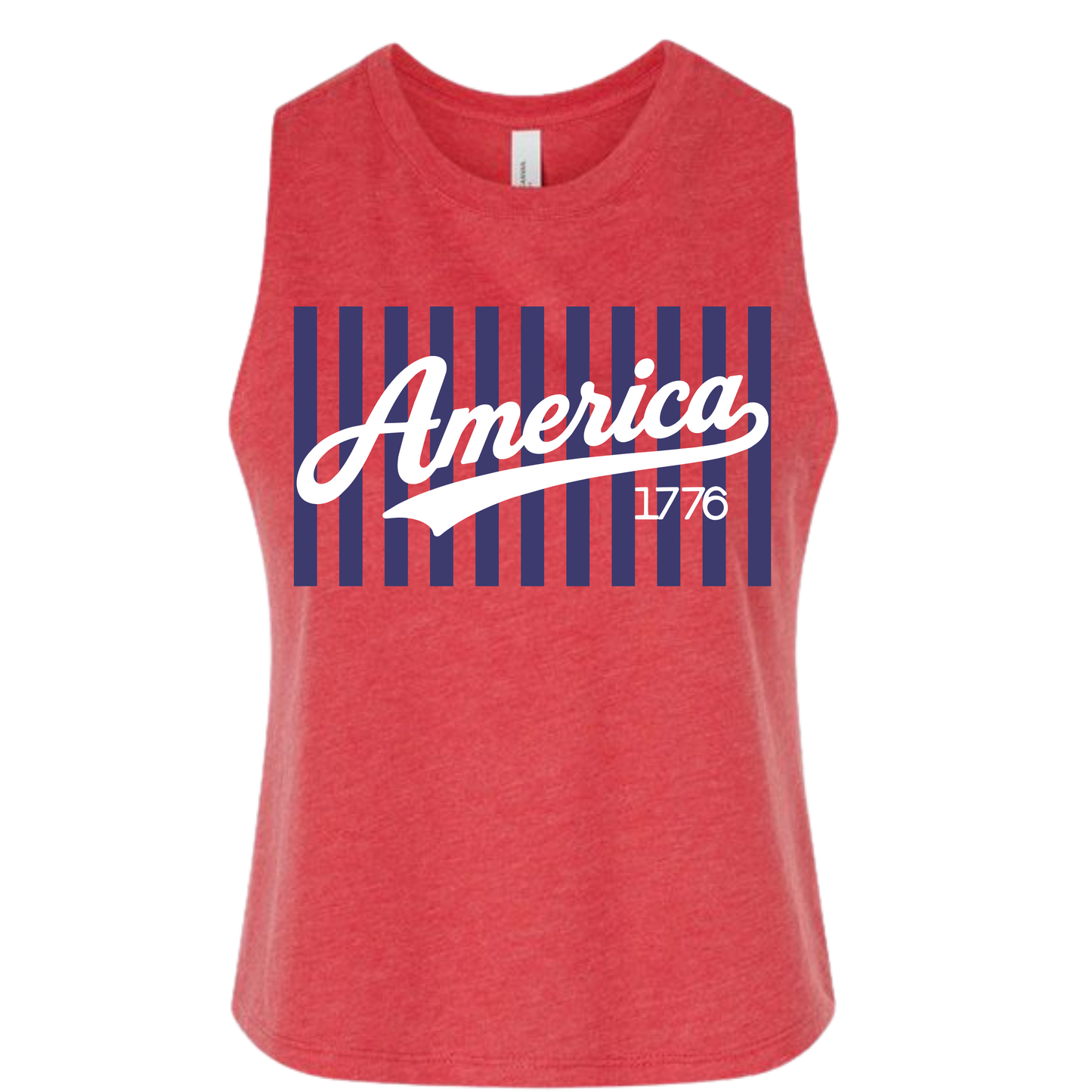 White or Red Lines Womens Crop Tank