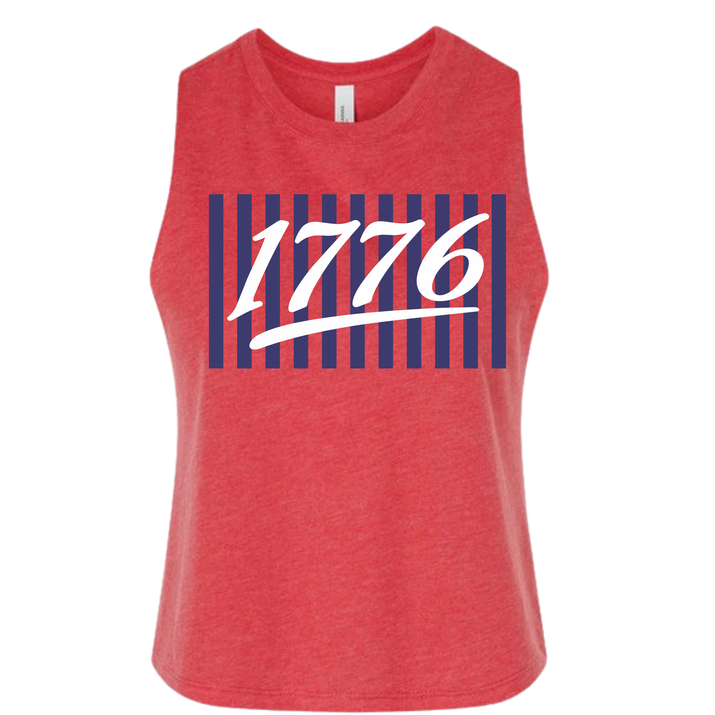 White or Red Lines Womens Crop Tank