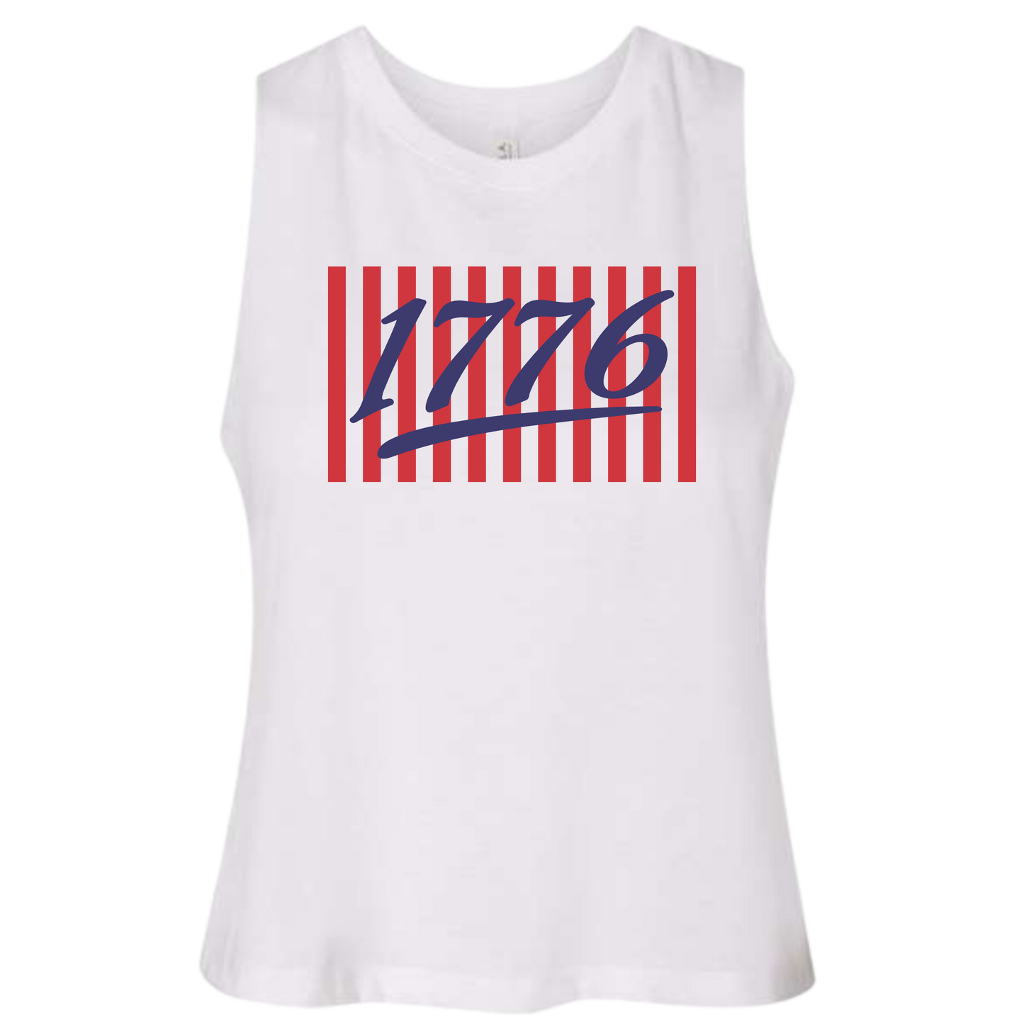 White or Red Lines Womens Crop Tank
