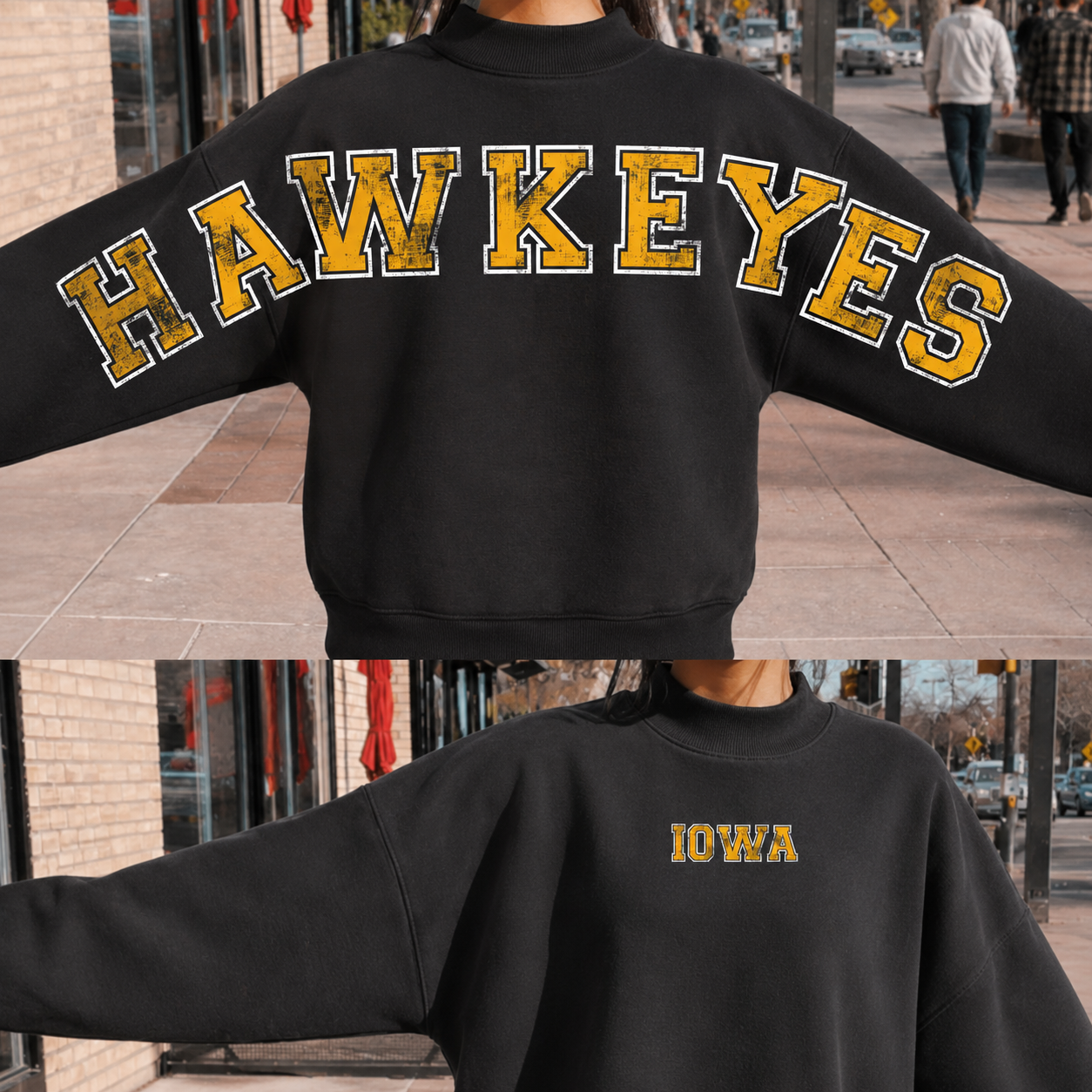 Black Mock Neck across the back