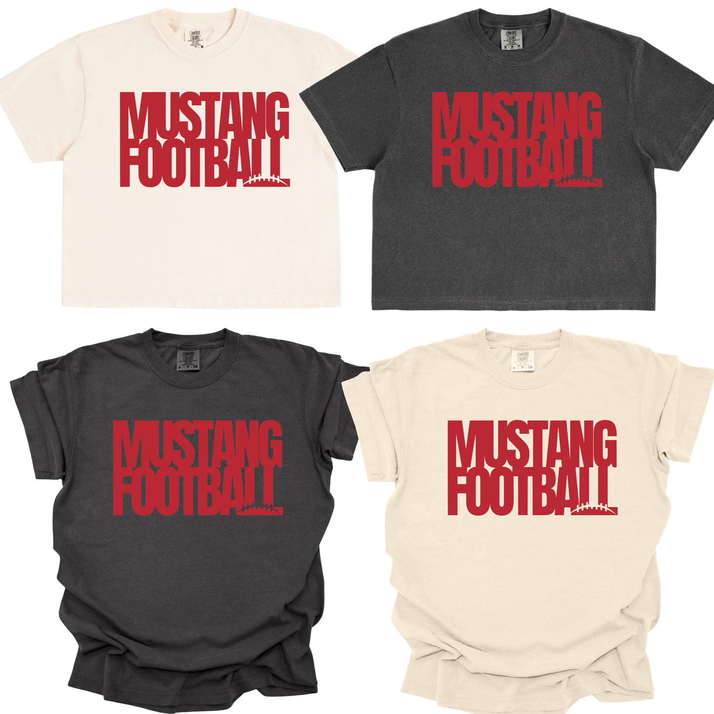 Mustang Football Crop or Tee - Comfort Colors