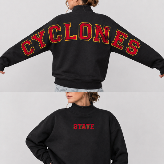 Black Mock Neck across the back