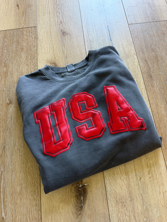 USA Metallic Puff Crewneck