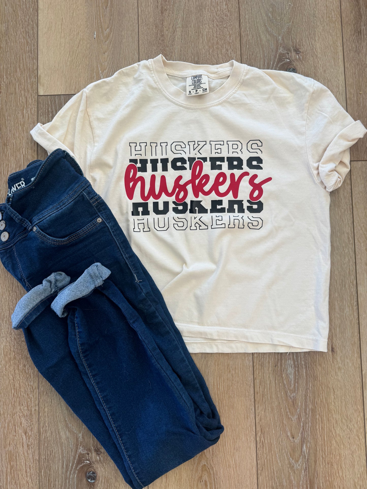 huskers stacked tee