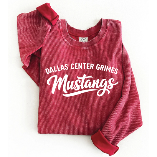 Corded Crew - Washed Cranberry (you choose design)